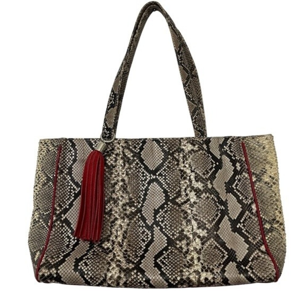 Blu + Baker Snakeskin Suede Tassel Tote Bag